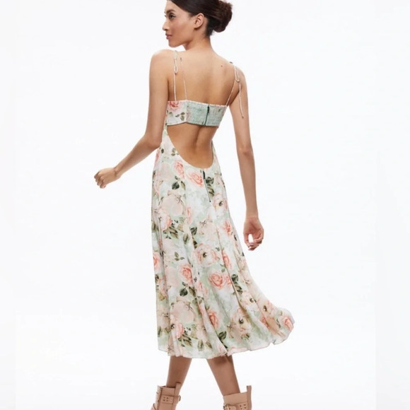 Alice + Olivia Lorelle Floral Open Back MIDI Dress Women’s Size 10 - Picture 2 of 12